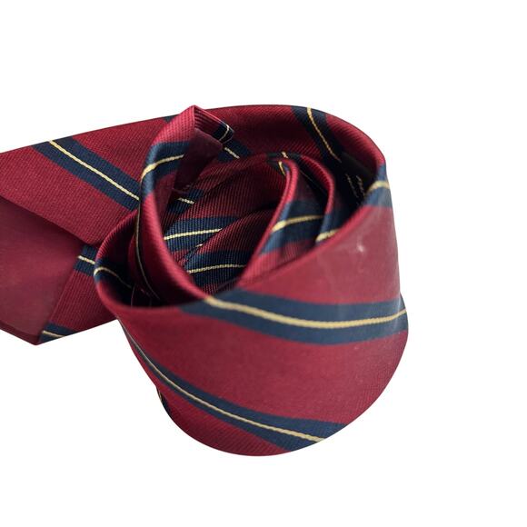Henry À La Pensée Paris Silk Tie Men's Burgundy Navy Gold Stripe Made in France - Picture 2 of 9